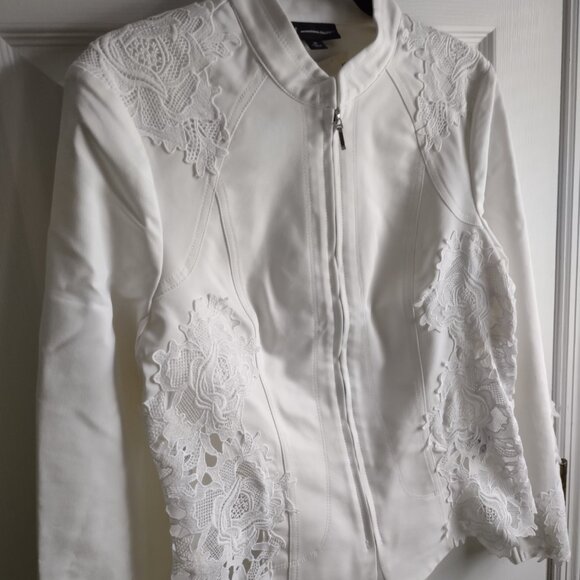 INC stretch cotton blazer with lace - WHBM jackets style - shapely - NWT - Picture 3 of 13